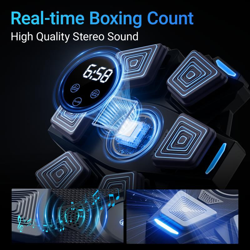 Musical Boxing Machine, Interactive Boxing Trainer with Boxing Gloves, Large Size Wall-Mounted Electronic Boxing Target, Suitable for Adults and Children, Intelligent Touch Screen to Adjust Speed and Mode Anytime Anywhere