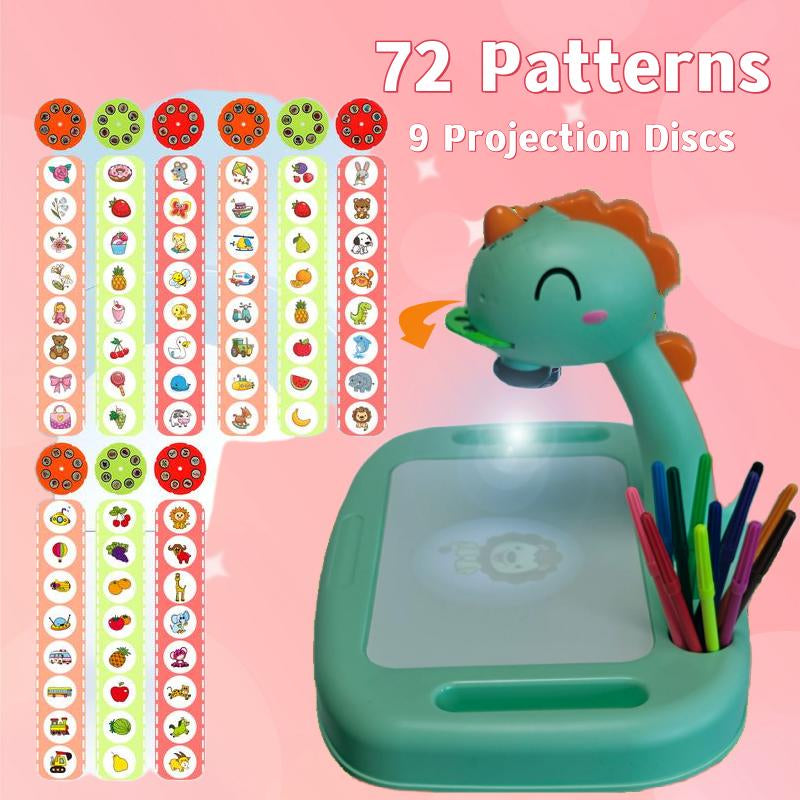 Kids' Projection Drawing Board, 72 Patterns & Music, Dinasour Drawing Projector, Limited Edition Color, Ideal for Children over 3 Years Old
