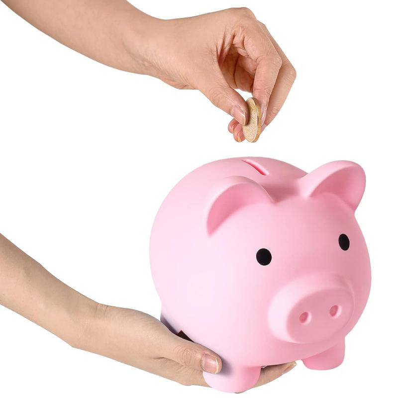 Large Piggy Bank Unbreakable Plastic Money Coin for Girls and Boys Size Banks Practical Gifts Birthday Easter Christmas (Pink)