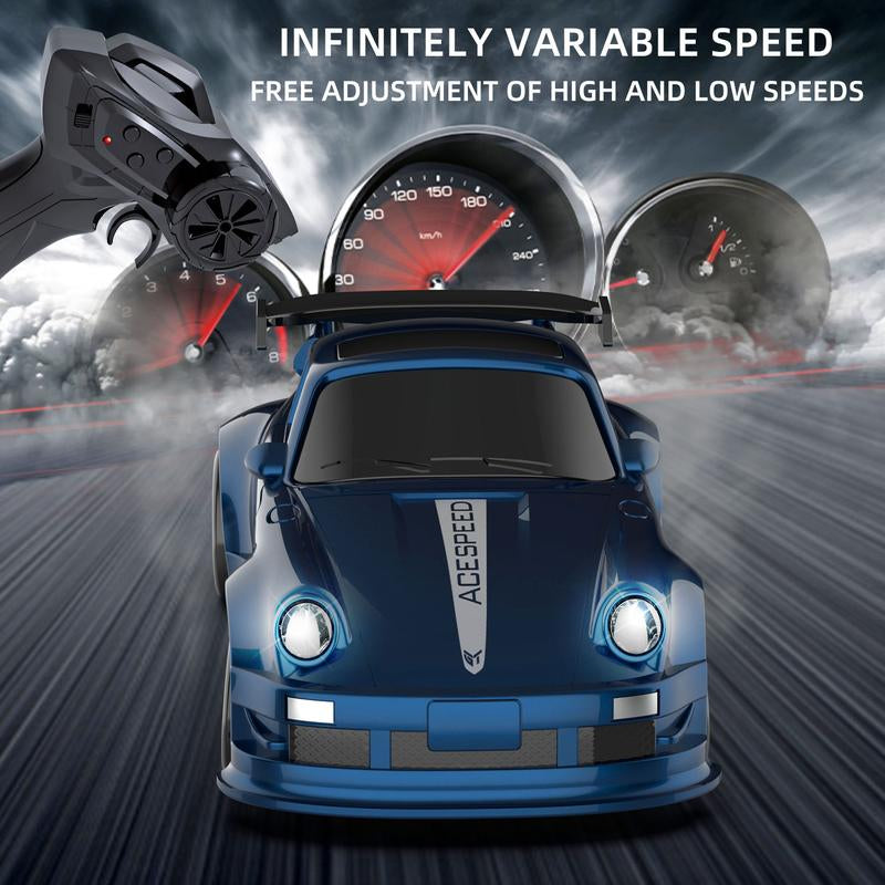 1/64 Mini RC Drift Car, 4WD High-Speed Remote Control Racing Sports Car with LED Lights, Desktop Entertainment, Birthday Gift for Boys Kids