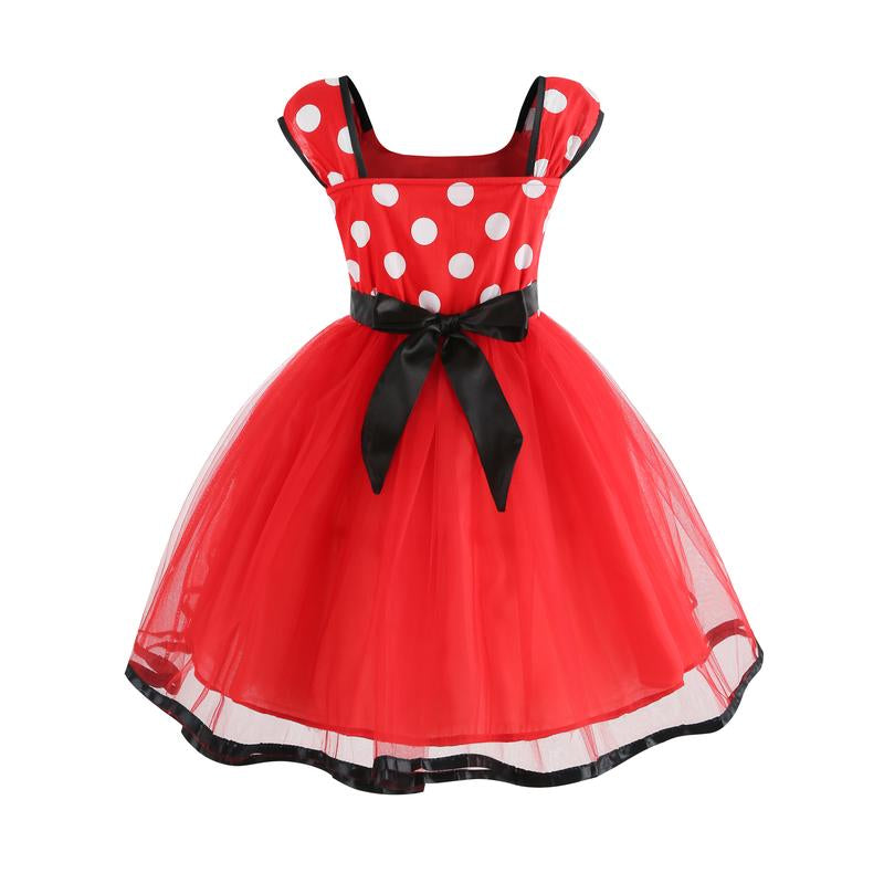 Red Princess Dress for Girls Fancy Princess Costume for Kids with Hair Accessories