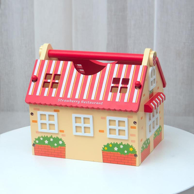 Wooden Pretend Play Food Toy, 1 Set Simulation Steak & French Fries & Vegetables & Fruit Toy, Simulate House Play Toy for Kids