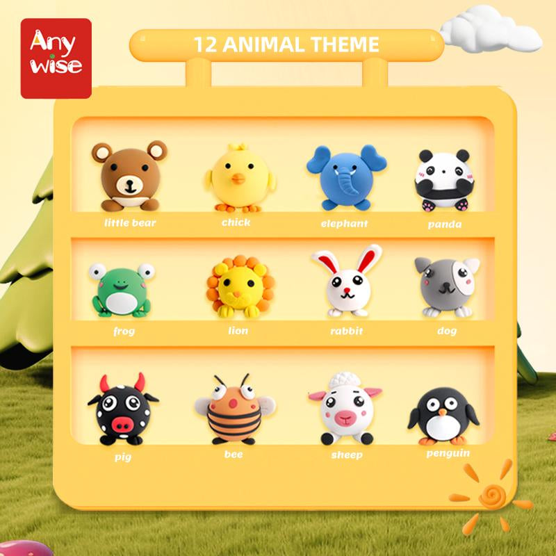Anywise Air DIY Clay - Cute Pet Team Air Dry Clay 12 Boxes - Soft & Ultra Light, Safe & Non-Toxic - Ideal for Crafting & Educational