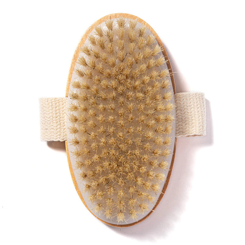 Natural Bristle Brush Soft Wet Dry Skin Body SPA Brush Bath Massager Home